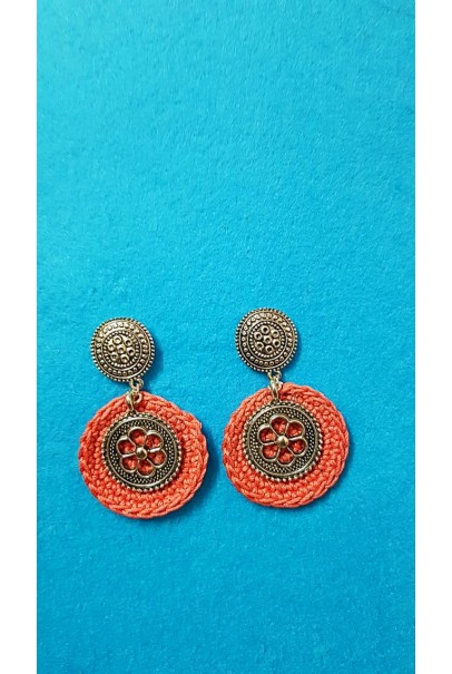 Happy Threads Crochet Earrings- ORANGE